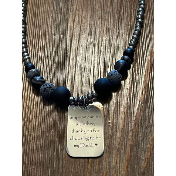 Handmade gray beaded Gift for Dad, Rear view Mirror Swag, Rearview mirror dangle - Picture 1 of 10